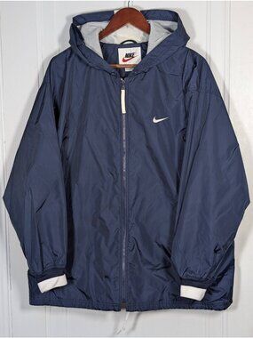 Vintage Nike Hooded Windbreaker Jacket Mens Size XL Navy Blue White Tag Y2K 90s
